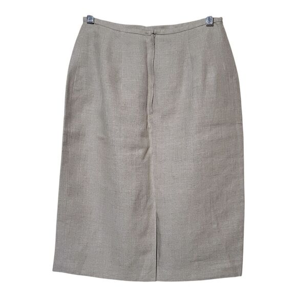 Jennifer Moore Flax Linen Classic Knee Length Skirt- Sz 6 New-Sand Beige Neutral - Picture 8 of 8